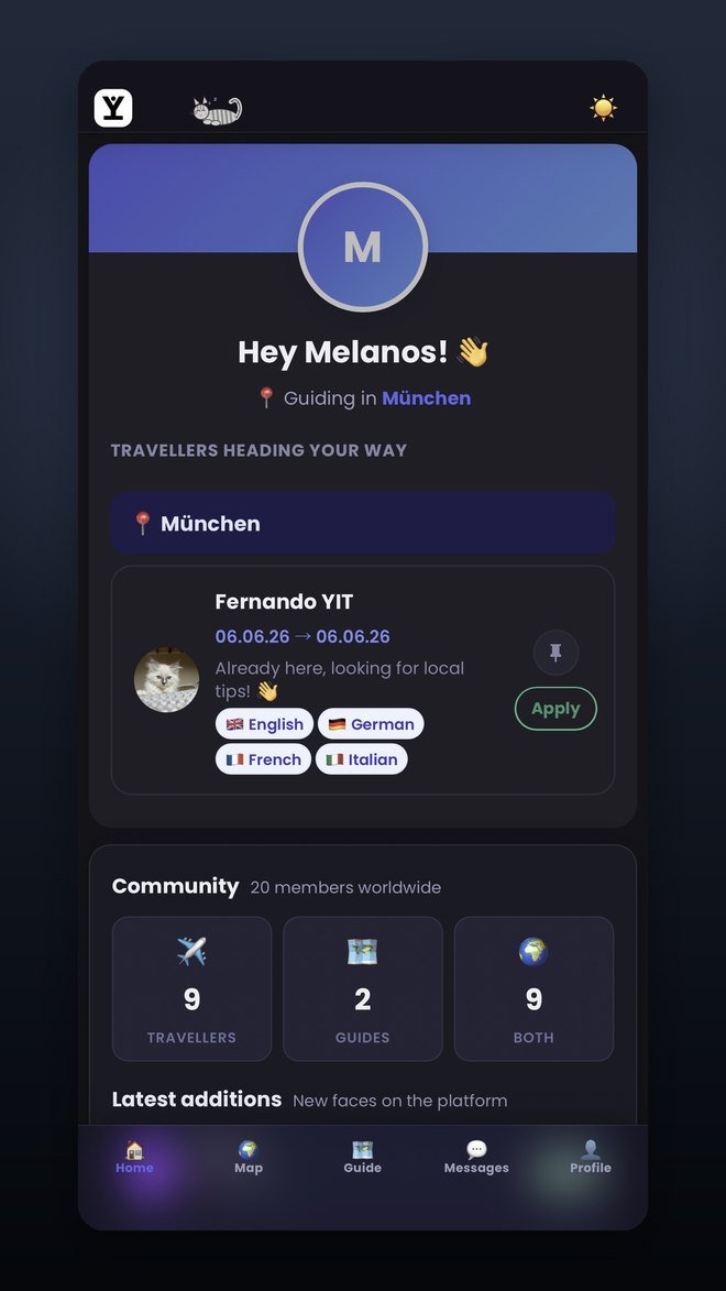 A local welcomes a traveller